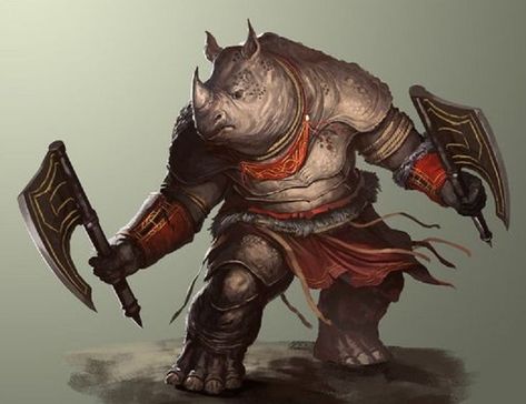 Rhino-Folk (5e Race) - D&D Wiki Fantasy Races, Fantasy Warrior, Arte Fantasy, Fantasy Rpg, 판타지 아트, Fantasy Inspiration, A Character, Cthulhu, Fantasy Artwork