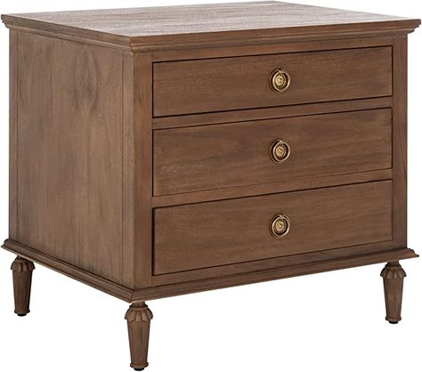 Amazon.com: SAFAVIEH Brown (Fully Assembled) Couture Home Collection Lisabet 3-Drawer Wood Nightstand : Home & Kitchen Drawer Wood, Ring Pulls, Nightstand Light, French Elegance, 3 Drawer Nightstand, Bedside Storage, Modway Furniture, 6 Drawer Dresser, Wood Nightstand