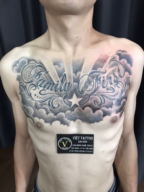 Cloud Chest Tattoo Men, Cloud Chest Tattoo, Male Tattoo Ideas Chest, Chest Tattoo Clouds, Angel Tattoo Drawings, Atrapasueños Tattoo, Cloud Tattoo Sleeve, Clock And Rose Tattoo, Cloud Tattoo Design