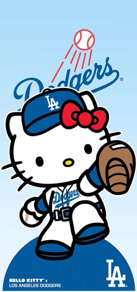 La Dodgers Drawing, Baseball Iphone Wallpaper, Dodgers Hello Kitty, Hello Kitty Dodgers, Dodger Tattoos For Women, Dodgers Wallpaper Iphone, Baseball Wallpaper Aesthetic, Los Angeles Dodgers Wallpapers, Dodger Wallpaper