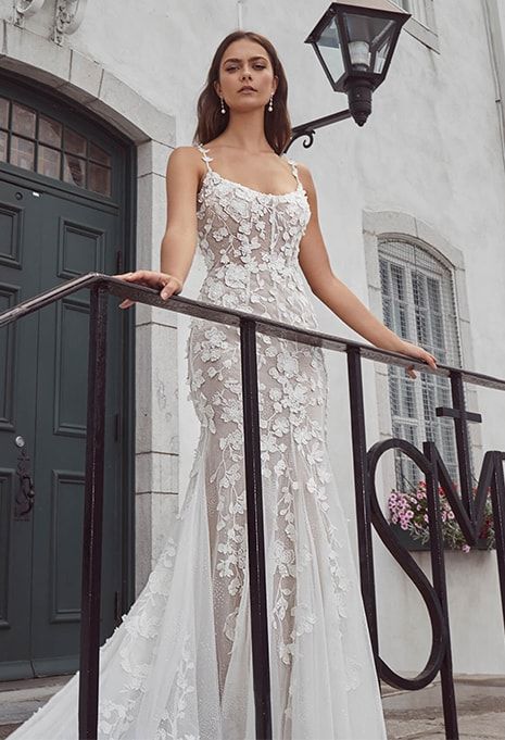 Try on the Calla Blanche Meysara Gown in Los Angeles, CA | Karoza Bridal Karoza Bridal, Unique Gowns, Calla Blanche, Sarah Seven, Bridal Consultant, Monique Lhuillier, Marchesa, Bridal Shop, Wedding Looks