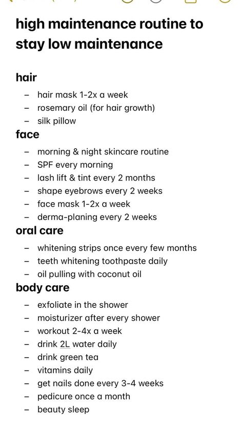 oral care routine Habits For Healthy Hair, Low Maintenance Routine, Full Body Self Care Routine, Hair Maintenance Routine, How To Maintain Healthy Hair, Self-care Routine Body Care, Self Care Hobbies, Down There Care Tips, Body Routine Skincare