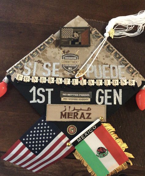 1st Generation Grad Cap, Hispanic Cap Graduation, Army Graduation Cap, College Grad Cap Ideas, Army Cap, Graduation Cap Designs, Cap Ideas, Army Strong, Strong Family