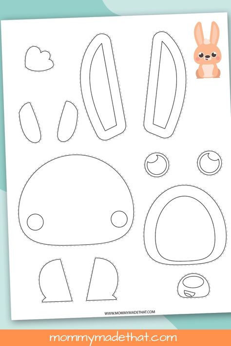 Build A Rabbit Craft, Build A Bunny Printable, Build A Bunny, Autumn Rabbit, Rabbit Craft, Forest Animals Illustration, Bunny Craft, Paper Bunny, Bunny Templates