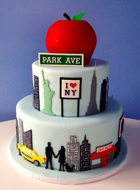 . Birthday Cake Nyc, New York Theme Party, Nyc Cake, New York Cake, Vegan Birthday, City Cake, Vegan Birthday Cake, Travel Cake, Special Occasion Cakes