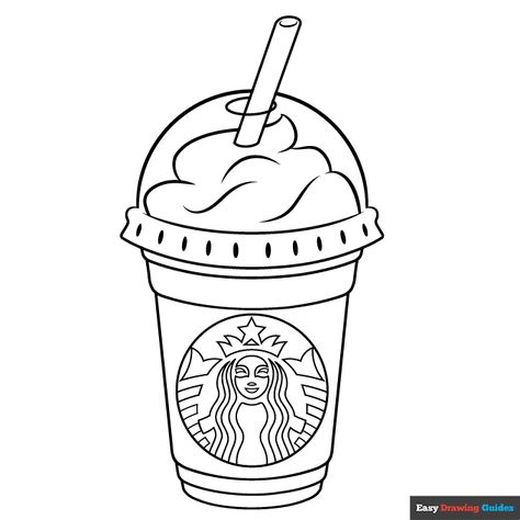 Starbucks Cup Drawing, Drinks Drawing, Starbucks Drawing, Coffee Cup Drawing, Starbucks Art, Clay Patterns, Bottle Drawing, Food Coloring Pages, Cartoon Drawing Tutorial