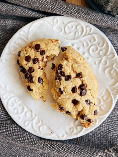 Single-serving Classic Chocolate Chip Scone - Mini Batch Baker Healthy Scones, No Patience, Vegan Scones, Small Batch Baking, Protein Ice Cream, Single Serving Recipes, Sweet Dough, Single Serving, Vegan Chocolate Chip