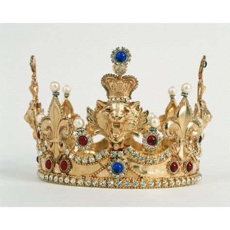 Gold lion crown found on Polyvore Lion Crown, Crown Aesthetic, Diy Crown, Royal Crowns, Gold Lion, Crowns And Tiaras, Kings Crown, Royal Jewels, Colored Gems