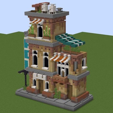 Minecraft Town Builds, Minecraft Town Ideas Buildings, Minecraft City Ideas, Casas Mine, Town Minecraft, Minecraft Sky, Minecraft Homes, Minecraft Village Ideas, Mc House