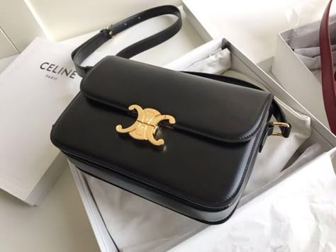 Celine Triomphe Bag Black, Celine Classic Triomphe Bag, Sac Celine Triomphe, Celine Black Bag, Tas Celine, Celine Triomphe Bag, Triomphe Bag, Celine Triomphe, Fashion Wishlist