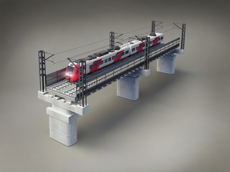 Russian Railways on Behance 3d Photoshop, Minecraft City Buildings, Photoshop Work, Voxel Art, Bangunan Minecraft, Railroad Bridge, City Layout, Railway Bridges, Minecraft City