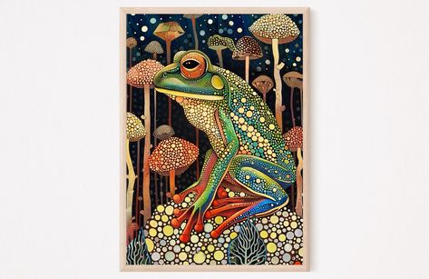 Tree frog art print, frog wall art, frog painting, large print, frog print, colorful frog print, Print art gift Tree Frog Art, Frog Painting, Frog Wall Art, Art Frog, Frog Print, Frog Art, Tree Frog, Tree Frogs, Decorative Art