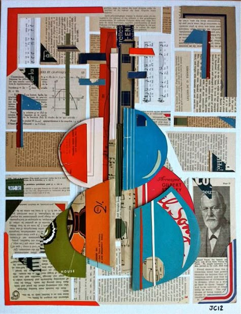 Picasso Collage Art, Picasso Guitar, Guitar Collage Art, Cubist Collage, Cubism Collage, Guitar Collage, Picasso Collage, Art Picasso, Cubist Movement