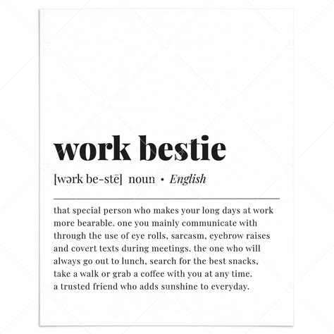 Work Bestie Definition Print Digital Download by LittleSizzle Coworker Bestie Quotes, Friend Leaving Work Quotes, Work Bestie Leaving Quotes, Work Colleagues Quotes Friends, Office Friends Quotes, Colleague Leaving Quotes, Best Coworker Quotes, Friend Leaving Quotes, Colleagues Quotes Friends