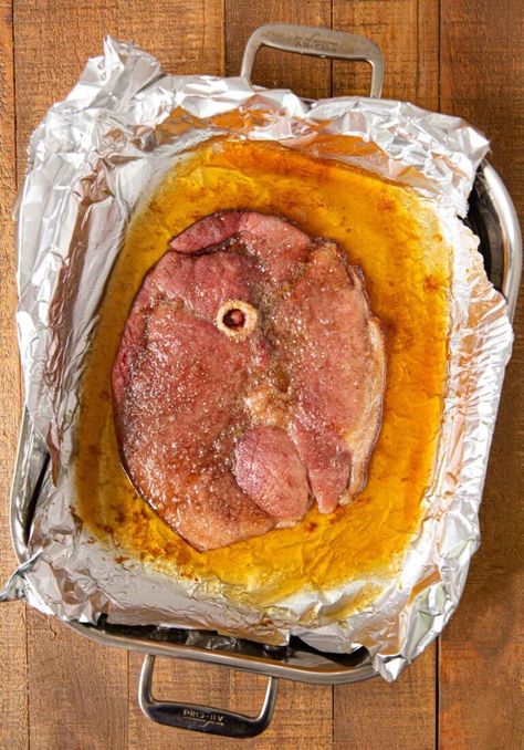 Brown Sugar Ham Steak Recipe - Dinner, then Dessert Glaze For Ham Slices, Best Ham Steak Recipe, Recipe For Ham Steak, How To Cook Ham Slices, Baked Ham Slices Recipes, Baked Ham Steak Recipes, Ham Slices In Crockpot, Recipes For Ham Steak, Ham Slice Recipes