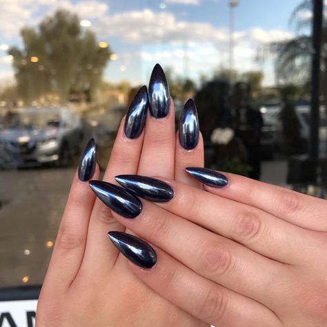 Gel Nails For Autumn, Chrome Nails Silver, Black Chrome Nails, Chrome Nail Designs, Purple Chrome Nails, Diamond Nail Designs, Rose Gold Nail Polish, White Chrome Nails, Chrome Nail Polish