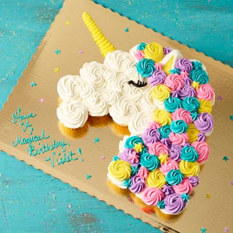 Unicorn Pull Apart Cupcakes, Publix Birthday Cakes, Unicorn Cupcake Cake, Cupcake Template, Pull Apart Cupcake, Cupcake Videos, Pull Apart Cupcake Cake, Pull Apart Cake, Owl Cupcakes