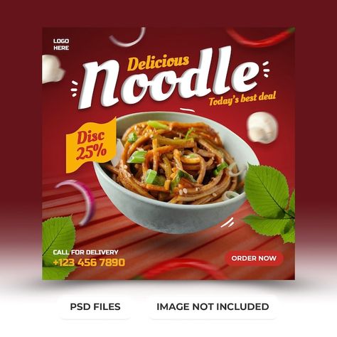 Delicious noodle menu promotion with soc... | Premium Psd Noodles Menu, Social Media Post Template, Publicidad Creativa, Social Post, Food Poster Design, Poster Layout, Cartoon Logo, Food Poster, Post Templates