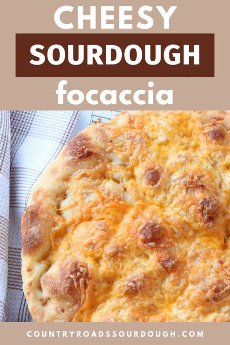 Learn how to make cheesy sourdough focaccia with this easy step-by-step recipe! Naturally leavened with sourdough starter and wild yeast, this no-knead bread is baked to perfection in a cast iron pan. Topped with garlic and gooey shredded cheese, it’s a flavorful side dish or appetizer. With options for same-day, one-day, or overnight preparation, this beginner-friendly recipe is perfect for any occasion, offering delicious results every time! Sourdough Bread Italian, Cheesy Sourdough Focaccia, Sour Dough Faccocia, Focaccia Sourdough Bread, Focaccia Bread Sourdough, Cheesy Sourdough Bread, Foccacia Bread Recipes Sourdough, Sourdough Foccacia Recipe, Sourdough Discard Focaccia