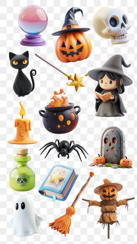 Tiny Characters, Cute Png, Candle Halloween, Bubble Wand, Halloween Elements, Art Toys Design, Labu Halloween, Halloween 3d, Skull Candle