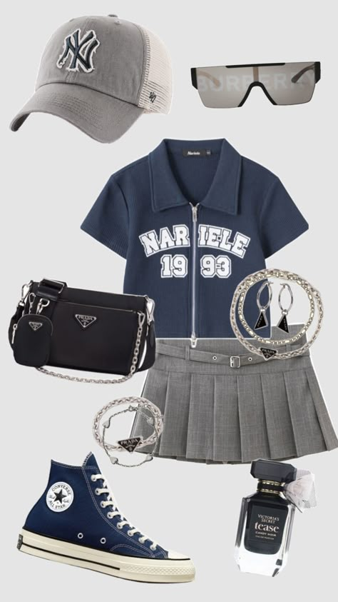 Aesthetic Navy, Korean Outfits Kpop, Casual Preppy Outfits, Korean Fashion Dress, Hip Hop Outfits, Easy Trendy Outfits, Outdoor Fashion, Summer School, Looks Chic