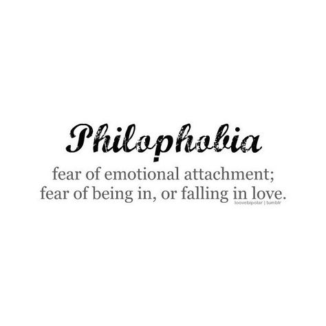 Philophobia; fear of emotional attachment; fear of being in, or falling in love Phobia Words, Uncommon Words, Frases Tumblr, Weird Words, Unusual Words, Rare Words, Word Definitions, Unique Words, Writing Words