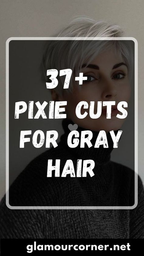 Discover the ultimate style transformation with these 37 stunning pixie cuts for gray hair! Whether you're embracing your natural silver or looking for a chic, edgy change, these pixie cuts offer the perfect blend of modern flair and timeless elegance. From textured layers to sleek finishes, find the ideal gray pixie cut that complements your unique style and enhances your gray tones. Don't miss out on these fabulous ideas to revamp your look and celebrate your gray hair with confidence! Gray Balayage Short Hair, Short Grey Pixie Haircut, Edgy Gray Hair, Pixie Gray Hairstyles, Purple And Gray Hair, Short Silver Hair Pixie Cuts Older Women, Trendy Grey Hair, Short Grey Hair Styles, Gray Pixie Haircut Over 50