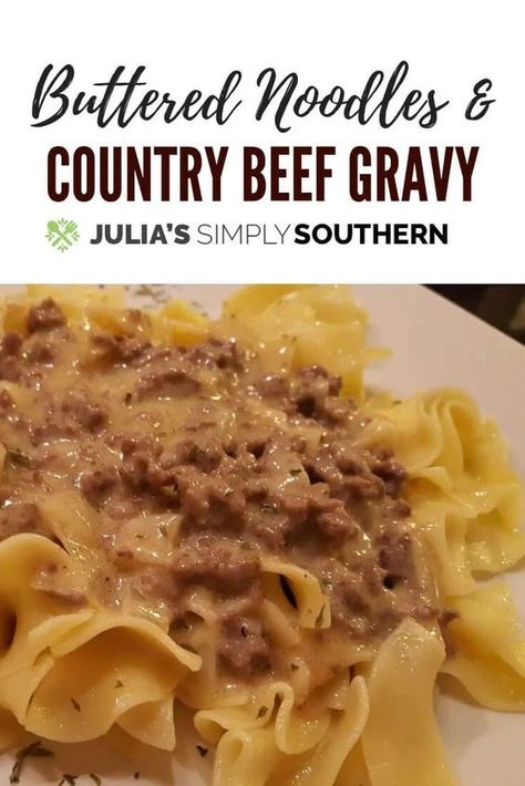 Simply Ground Beef Recipes, Ground Beef Gravy Noodles, Ground Beef And Pierogies Recipes, Simple Suppers Easy, Ground Beef Noodles Recipes, Country Dinners, Tasty Family Meals, Survival Meals, Country Meals