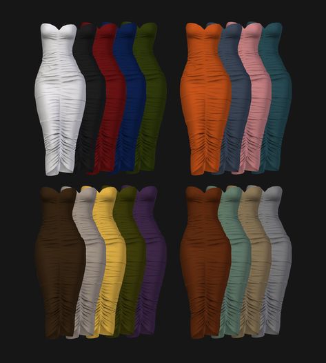 Long Tube Bodycon Ruched Dress & Fur Jacket Acc | Patreon Sims 4 Bodycon Dress Cc, Sims Dresses, Sims Dress, Sims4 Clothing, Lotes The Sims 4, Dress Fur, Sims 4 Cc Kids Clothing, Cc Clothes, Free Sims 4