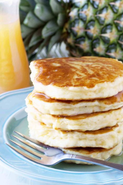 30+ Perfect Pancake Recipes Pineapple Pancakes, Recipe For Pancakes, Pineapple Syrup, Coconut Syrup, What's For Breakfast, Syrup Recipe, Breakfast Items, Breakfast Brunch Recipes, Breakfast Treats