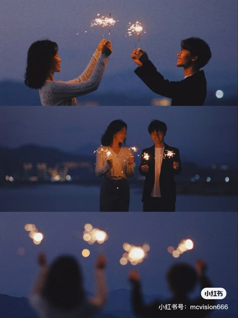 Night Prenup Photoshoot Ideas, Wedding Pre Nup Ideas Photo Shoot, Pre Nup Photoshoot Photo Ideas, Navy Prewedding, Night Wedding Photoshoot, Prewedding Night Shoot, Wedding Prenup Photoshoot Ideas, Pre Wedding Shoot Ideas Photo Poses, Sparkler Photoshoot