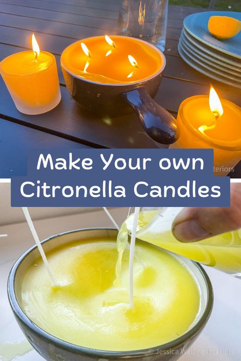 How to Make Citronella Candles At Home Homemade Citronella Candles, Diy Citronella, Citronella Candle, Old Candles, Citronella Candles, Candle Craft, Homemade Candles, Diy Homemade, Diy Candles