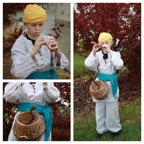 Free Time Frolics: {No Sew} Snake Charmer Costume Snake Charmer Costume, Seussical Costumes, Snake Costume, Aladdin Costume, Clown Suit, Superhero Halloween, Creepy Carnival, Halloween Circus, Carnaval Costume