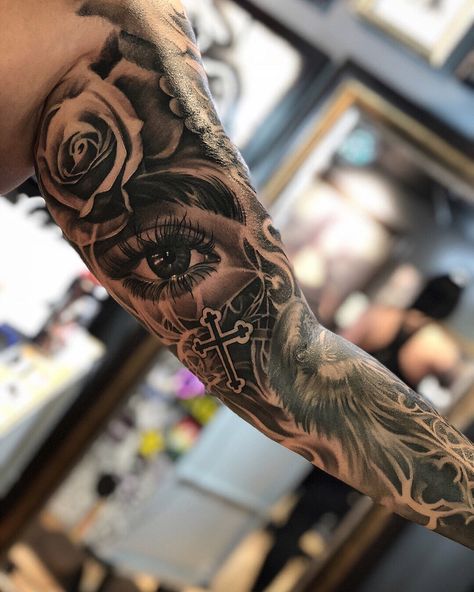 Inner Bicep Tattoo Ideas, Bicep Tattoo Ideas, Inside Bicep Tattoo, Portrait Tattoo Sleeve, Inside Of Arm Tattoo, Arm Tattoos For Guys Forearm, Bicep Tattoo Men, All Seeing Eye Tattoo, Eyeball Tattoo