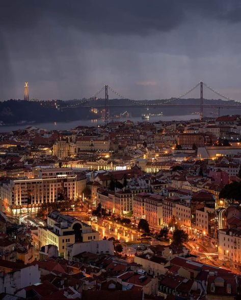 Lisbon Bridge, Dream Living, Futuristic City, Lisbon Portugal, Lisbon, Travel Dreams, Paris Skyline, Travel Destinations, Around The Worlds