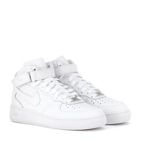 Nike - Nike Air Force Mid '07 leather high-top sneakers Nike Air Force Mid, Nike Air Force High, Zapatillas Nike Air Force, White Air Force Ones, White Nike Shoes, Dr Shoes, Nike High Tops, White Leather Shoes, Nike High