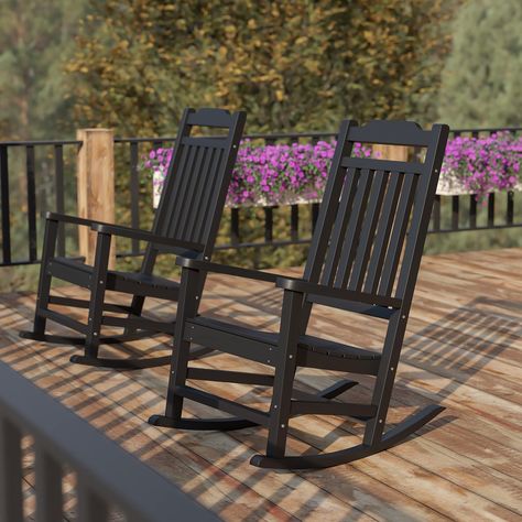 PRICES MAY VARY. Set of 2 poly resin rocking chairs ideal for relaxing on the front porch, patio or balcony Engineered Wood: "no splinter" polystyrene frame construction blends well in all outdoor and indoor spaces; Assembles in under 30 minutes Long-Lasting Comfort: Supportive full-back design and gently sloped runners for a smooth rocking motion; Cleans quickly with water and a neutral detergent Quality Construction: Mortise and Tenon construction with metal screw reinforcements for worry free Colorful Rocking Chair, Front Porch Patio, Rocking Chair Porch, Yard Furniture, Wood Rocking Chair, Rocking Chair Set, Wood Burning Fire Pit, Patio Rocking Chairs, Rocker Chairs