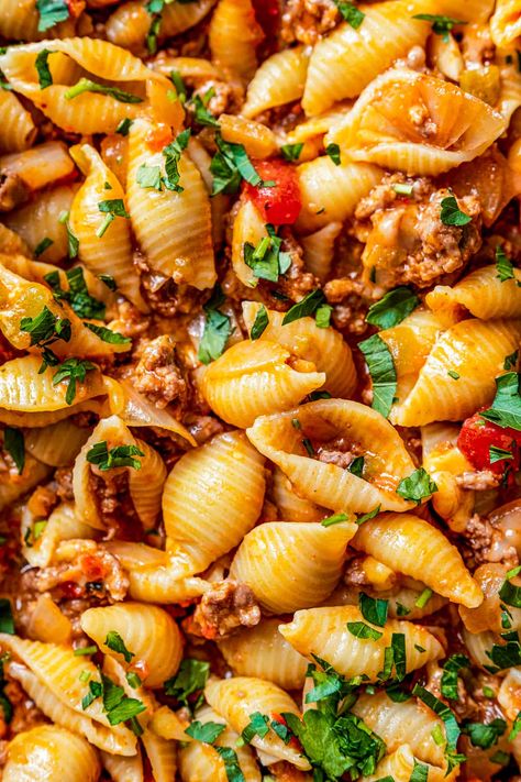 Mexican Pasta Shells With Ground Beef, Tacos In Pasta Shells, Healthy Taco Pasta Recipes, Pasta Shells With Ground Beef Recipe, Mexican Taco Pasta, Taco Shells Pasta, Medium Shells Pasta Recipes, Conchitas With Ground Beef, Small Shell Pasta Recipes