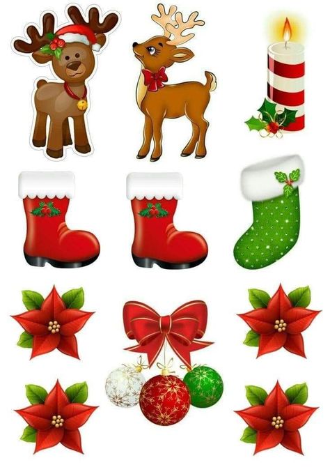 Christmas Stickers Printable, Baby Scrapbook Album, Butterfly Cake Topper, Christmas Cutouts, Christmas Cake Designs, Xmas Toys, Christmas Cake Topper, Christmas Bookmarks, Christmas Topper