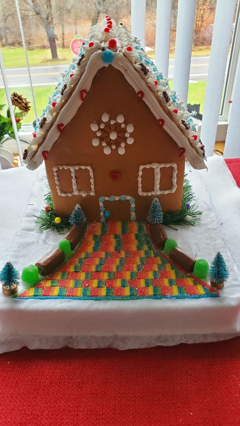 Rainbow Gingerbread House, Out Of My Comfort Zone, Rainbow Candy, Gingerbread Houses, Holiday Cookies, Do Something, Walkway, Comfort Zone, Gingerbread House