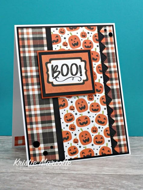 Echo Park Layouts Cards, Halloween Stamped Cards, Easy Halloween Cards To Make, Halloween Greeting Cards Handmade, Handmade Halloween Cards Ideas, Echo Park Card Ideas, Halloween Cards Diy Homemade, Stamping Up Halloween Cards, Halloween Homemade Cards