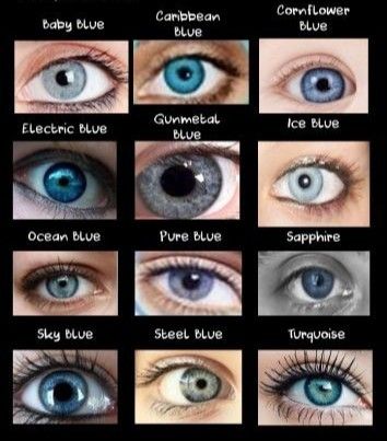 Blue Eyes Types, Different Shades Of Blue Eyes, Types Of Blue Eyes, All Eye Colors Names, Eye Color Names For Writers, 2 Different Color Eyes, Eye Color Chart For Writers, Ice Eyes, Unique Eye Color