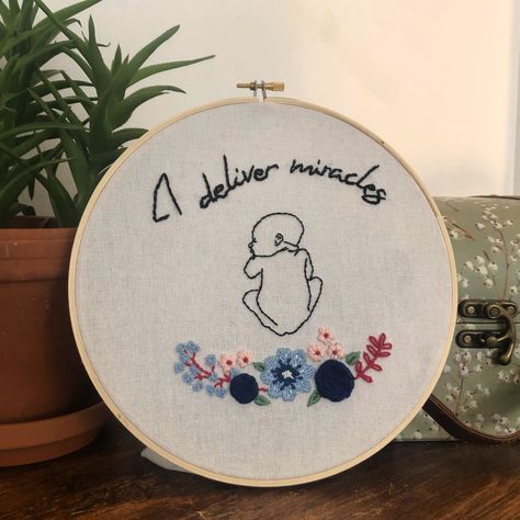 Midwife Embroidery, Midwife Gift Ideas, Midwife Art, Doula Gifts, Birth Art, Embroidery Hoop Art Diy, Midwife Gift, Embroidery Gifts, Needle Work