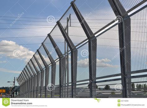 High Security Fence. On Bridge #Sponsored , #Sponsored, #advertisement, #High, #Fence, #Bridge, #Security Wasteland Settlement, Prison Architecture, High Fence, Fences Ideas, Design Fence, House Fence, House Fence Design, Security Fence, Work Gear