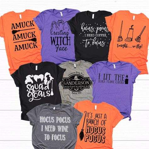 Hocus Pocus Tee, Hocus Pocus Party, Hocus Pocus Shirt, Halloween Tee Shirts, Cricut Halloween, Shirts To Make, Vinyl Shirts, Halloween Shirts, Halloween Tees