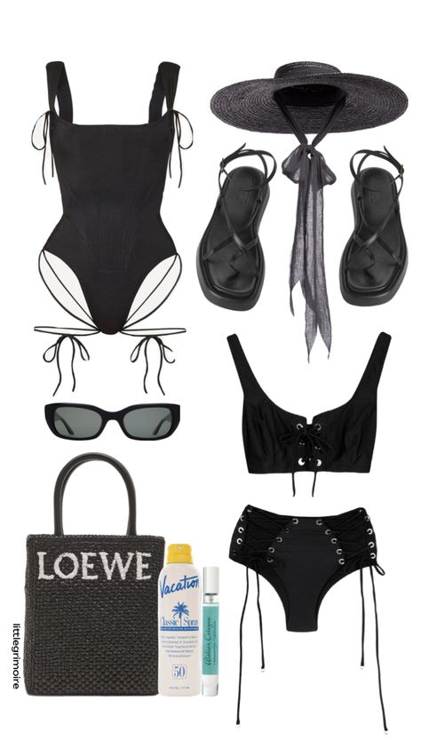 #outfitinspo goth beach day 🕷️ Goth Beach, Summer Goth Outfits, Outfit Ideas For Summer, Dark Beach, Vacation Outfit Ideas, Swimsuit Inspo, Summer Goth, Cute Goth, Honeymoon Outfits