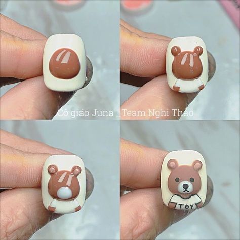 Cartoon Nail Designs Step By Step, Nail Art Techniques Step By Step, Step By Step Nail Designs, Cute Animal Nail Art, Diy Nail Designs Step By Step, Nail Designs Step By Step, Minion Nail Art, Nail Cartoon, Nail Art Step By Step