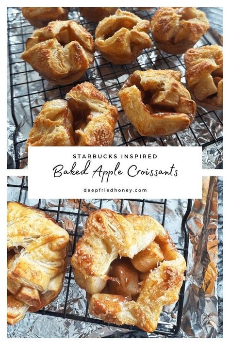 Baked Apple Croissants Apple Croissants, Apple Croissant, Apple Puff Pastry, Croissant Recipe, Warm Apple, Baked Apple, Apple Filling, Apple Pies Filling, Sugar Free Desserts