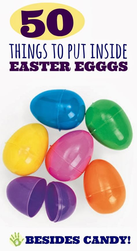 March or April...  50 things to hide in Easter eggs BESIDES CANDY!  So many fun ideas! Not all items suitable for all ages What To Put Inside Easter Eggs, Oster Dekor, Candy Easter Basket, Egg Fillers, Easter Egg Fillers, Candy Egg, Basket Crafts, Easter Goodies, Easter Traditions