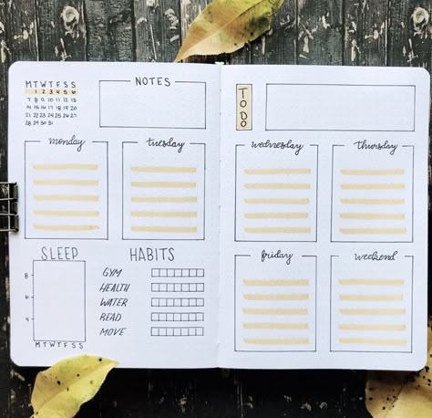 Bujo Autumn, Notebook Profile, Weekly Spread Bullet Journal, Bullet Journal Week, Bullet Journal Minimalist, Organization Bullet Journal, Creating A Bullet Journal, Bullet Journal Ideas Templates, Journal Inspiration Writing